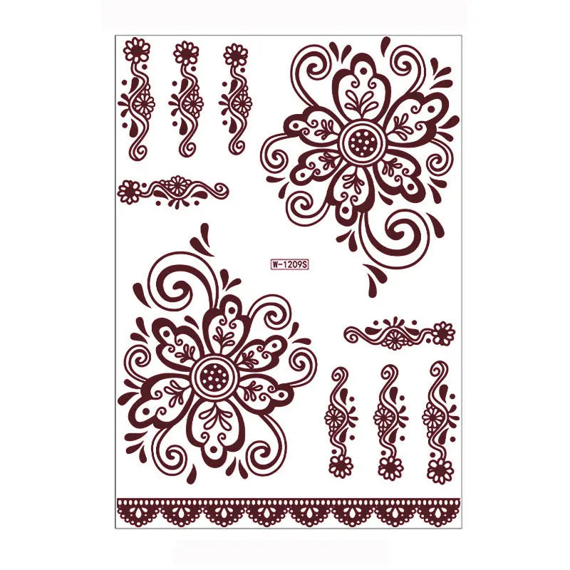 sengpan Brown Henna Tattoo Sticker for Hand Waterproof Henna Tattoos for Women Temporary Tattoo Fake Hena Tatoo