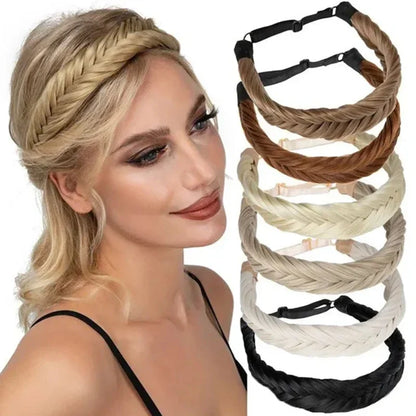 sengpan  Synthetic Wig Headband Fishtail Braids Hair with Adjustable Belt Plaited Hairband Bohemian Style Women Hairstyle Hairpieces