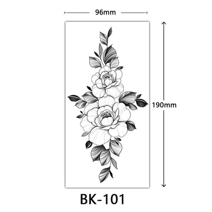 sengpan Black Flower Tattoo Stickers for Hand Arm Waterproof Temporary Tattoos for Women Butterfly Fake Tattoo Sleeve Tatoos Girls