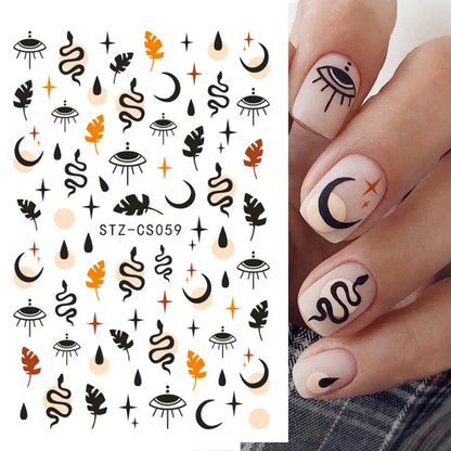 sengpan 3D Halloween Nail Art Stickers Horror Ghost Skull Evil Eye Anime Decals Bloody Rose Sticker for Nail Manicure Decoration LEBF956