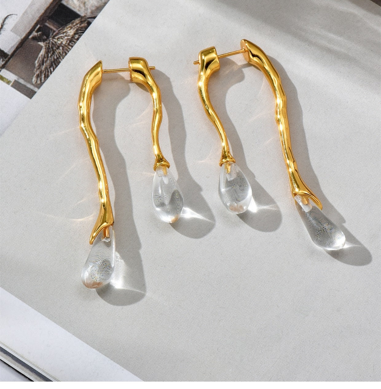 sengpan Modern Jewelry Silver Needle Resin Teardrop Earrings Trend New Back Front Dangle Earrings For Women Gift