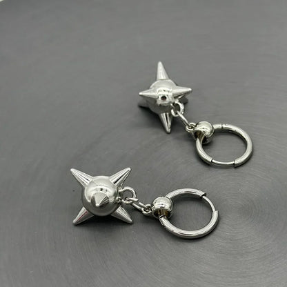 sengpan Gothic Spiky Ball Hoop Dangle Earrings for Women Y2K Punk Spike Morning Star Charm Drop Earrings Grunge Aesthetic Earrings