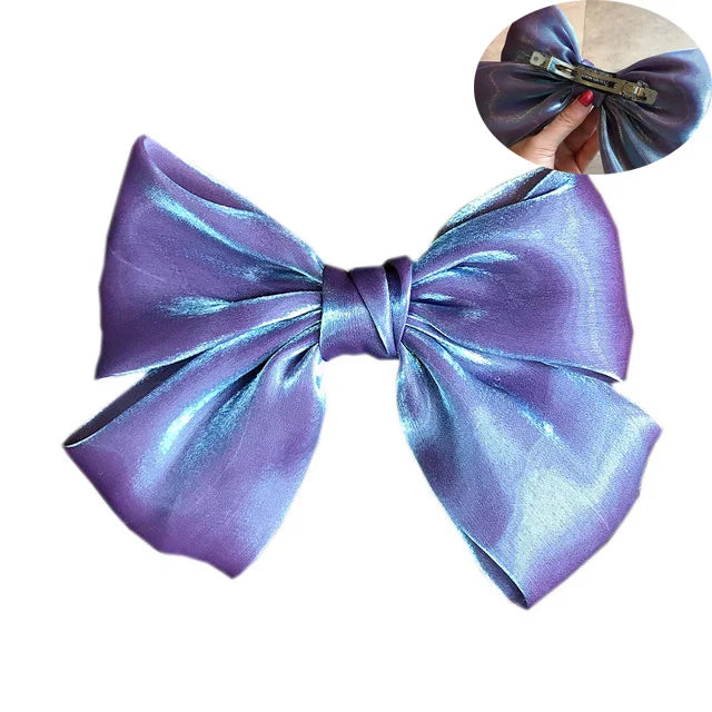 sengpan Oversized Bow Hair Accessories Fashion Satin Ribbon Hairpins Big Bow Hairpins Women Girls Satin Ladies Hairpins Cute