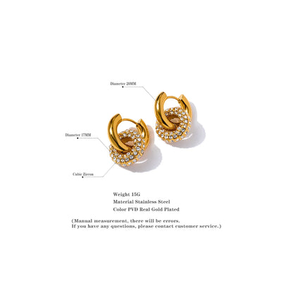 sengpan Yhpup Delicate Shiny Cubic Zirconia Round Stainless Steel 18K Gold Color Huggie Hoop Earrings High Quality Charm Jewelry Gift