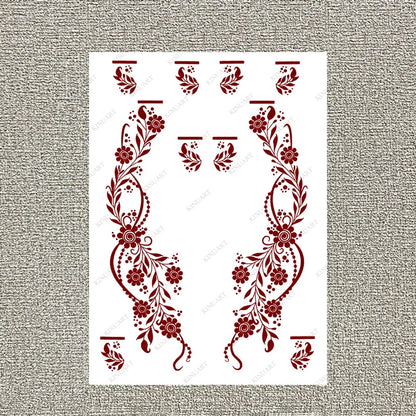 sengpan Maroon Henna Tattoo Stickers for Women Waterproof Temporary Tattoos  for Hand Flower Fake Tattoo for Wedding Festival Body Art