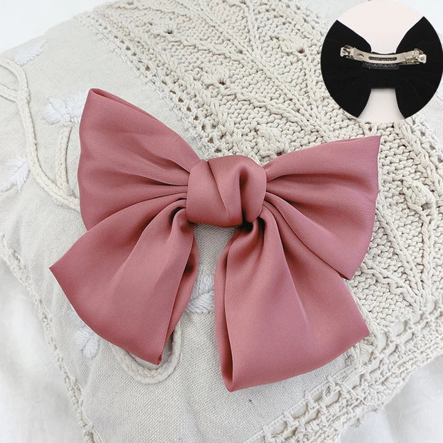 sengpan Oversized Bow Hair Accessories Fashion Satin Ribbon Hairpins Big Bow Hairpins Women Girls Satin Ladies Hairpins Cute