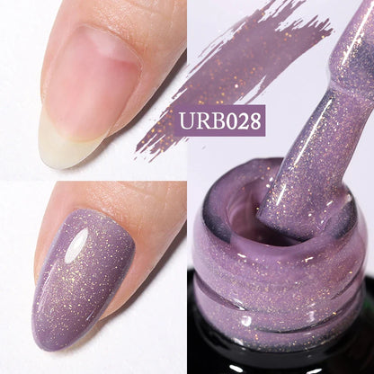 sengpan SUGAR Aurora Rubber Gel Nail Iridescent Pearl Effect Metallic Mirror Nails Manicure Soak Off UV LED No Wipe Top Coat Base Gel