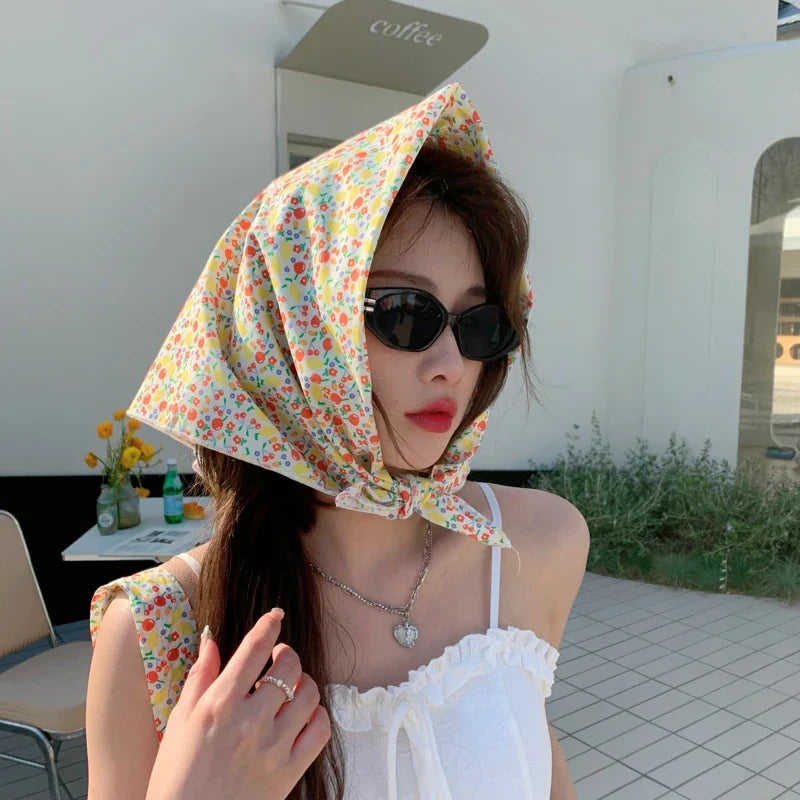 Dospita 70*70cm Cotton And Linen Handkerchief Small Hair Scarf For Women Cute Plain Bag Scarfs Female Fashion Print Scarves For Women