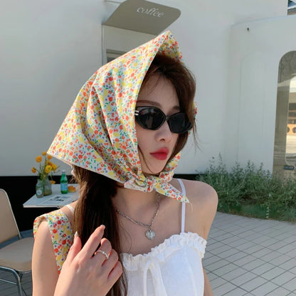 Dospita 70*70cm Cotton And Linen Handkerchief Small Hair Scarf For Women Cute Plain Bag Scarfs Female Fashion Print Scarves For Women