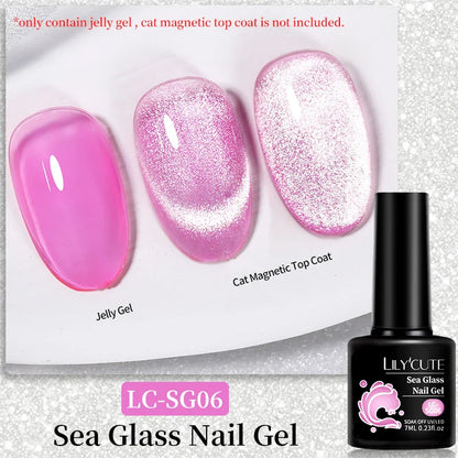 sengpan  7ML 2 IN 1 Water Light Cat Magnetic Top Coat Sparkling Glass Bead Magnetic Gel Nail Polish Semi Permanent UV Gel Polish