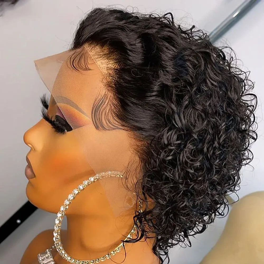 sengpan Pixie Cut Wig Human Hair 13x1 Lace Frontal Wigs Human Hair Short Bob Human Hair Wigs For Black Women Lace Front Human Hair Wig