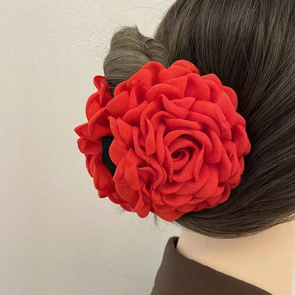 sengpan New Rose Hair Claws Hairpin Elegant Sweet Korean Lady Fabric Rose Flower Hair for Women Headwear Bow Girls Ponytail Holder Hair