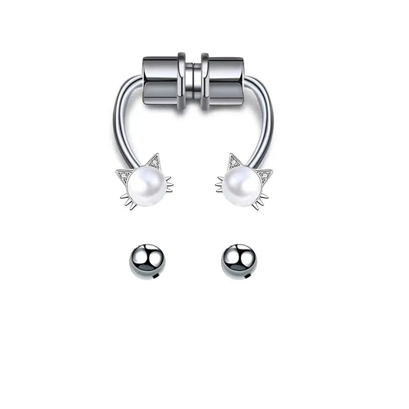 sengpan Animal Stainless Steel Magnet Fake Nose Ring Fake Piercing Hoop Septum Rings For Women Fashion Gothic Rock Body Jewelry Gifts