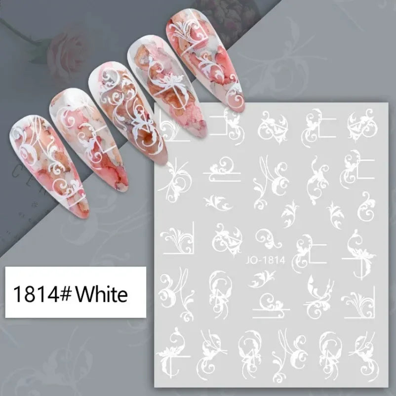 sengpan Simple Flowers 3D Nail Stickers Spring Summer Blossom Floral Tulip Fruit Nail Art Decals Adhesive Sliders Manicure Decorations