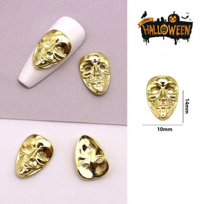 sengpan 10pcs/Pack Metal Halloween Collection Nail Art Decorations Pumpkin Skeleton Spider Skull Shiny Rhinestone Charm Nail Accessories