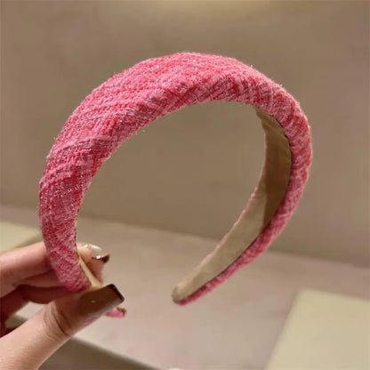 sengpan Rose Red Wide-brimmed Sponge Hair Band Women Fairy Temperament Headband Tweed Fabric Hoop Hairband Girls Hair Accessories