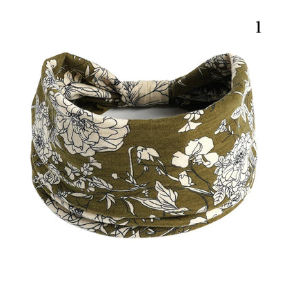 sengpan Boho Knot Turbans Yoga Elastic Head Wrap Women Headband Wide Hairbands Headwear Floral Bandanas Fashion Hair Band Accessories