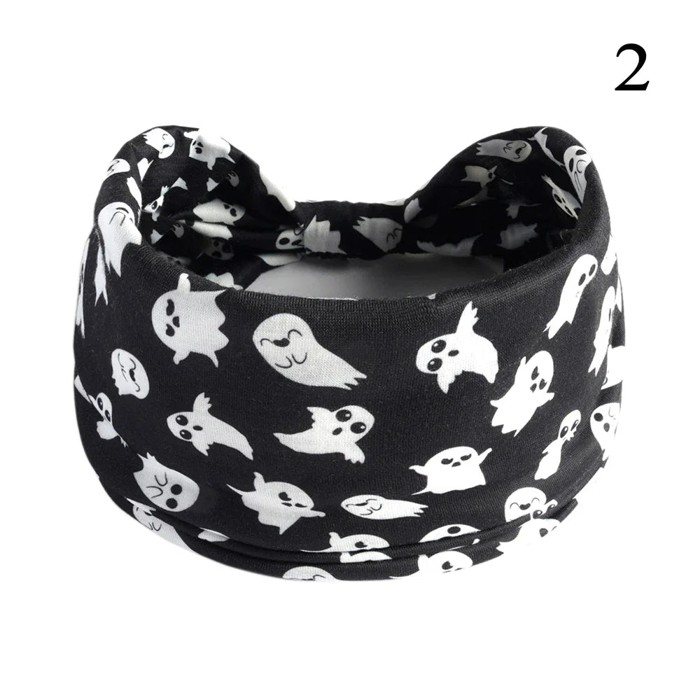 sengpan Halloween Skeleton Turbans Yoga Elastic Head Wrap Women Headband Wide Hairbands Headwear Bandanas Fashion Hair Band YZL05-5