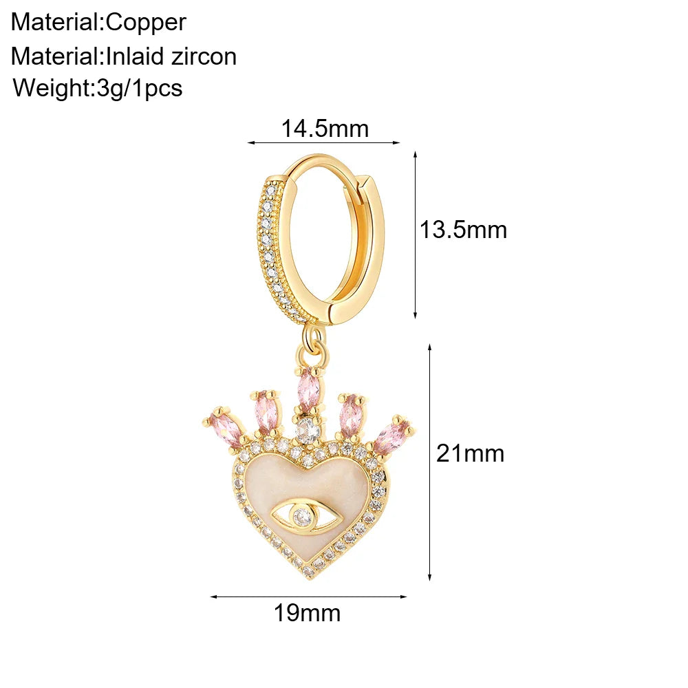 sengpan Cute Heart Angle Hoop Earrings for Women Evil Blue Eye New In Korean Earring Gold Color Free Shipping Woman's Fashion Jewelry