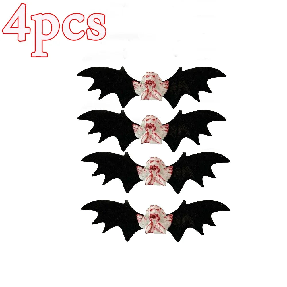 sengpan 1/4pcs Skull Bat Hair Clips Gothic Duckbill Clips Halloween Angel Bat Hair Barrettes Lolita Hairpin Creative Hair Styling Tools