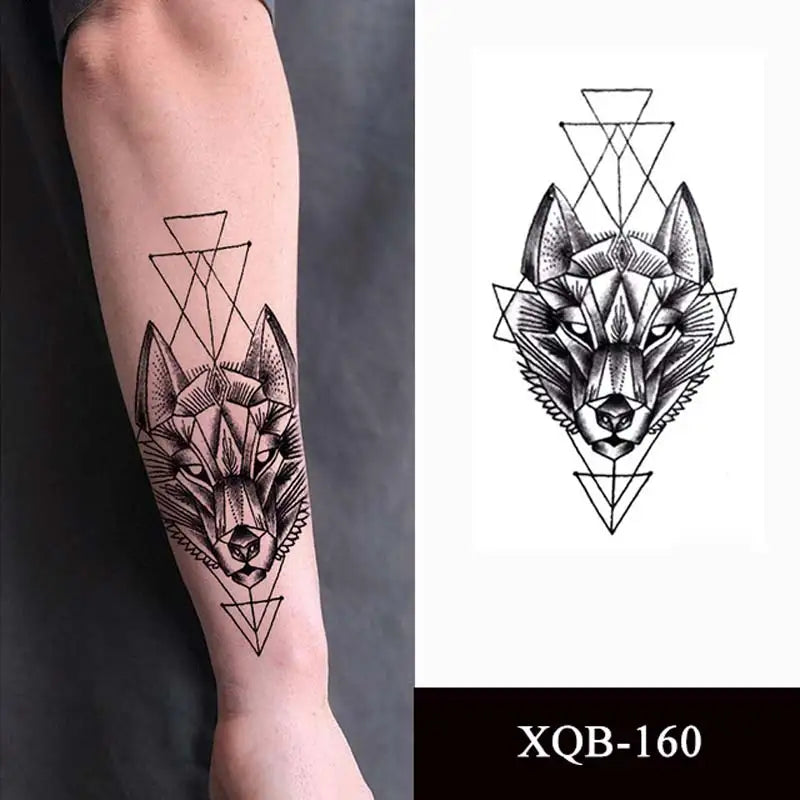 sengpan Black Forest Animal Temporary Tattoos for Men Wolf Tattoo Stickers Tiger Skull Skeleton Fake Tattoo for Women Arm Sleave