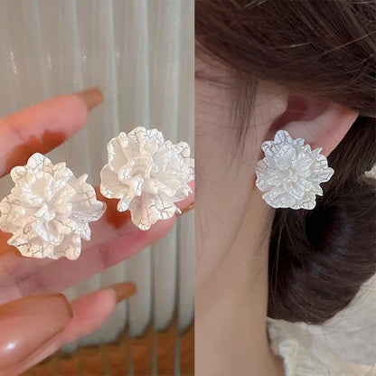 sengpan White Camellia Flower Earrings for Women Flower Earring 2024 New Modern Korean Fashion Cute Teens Girl Party Jewelry Accessories