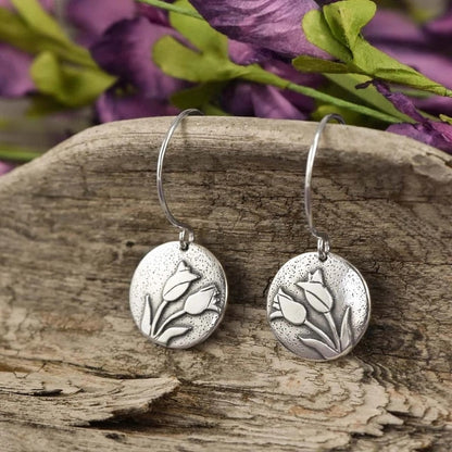 sengpan Silver color earrings Ivy Elven earrings Botanical jewelry Plant earrings Leaf design