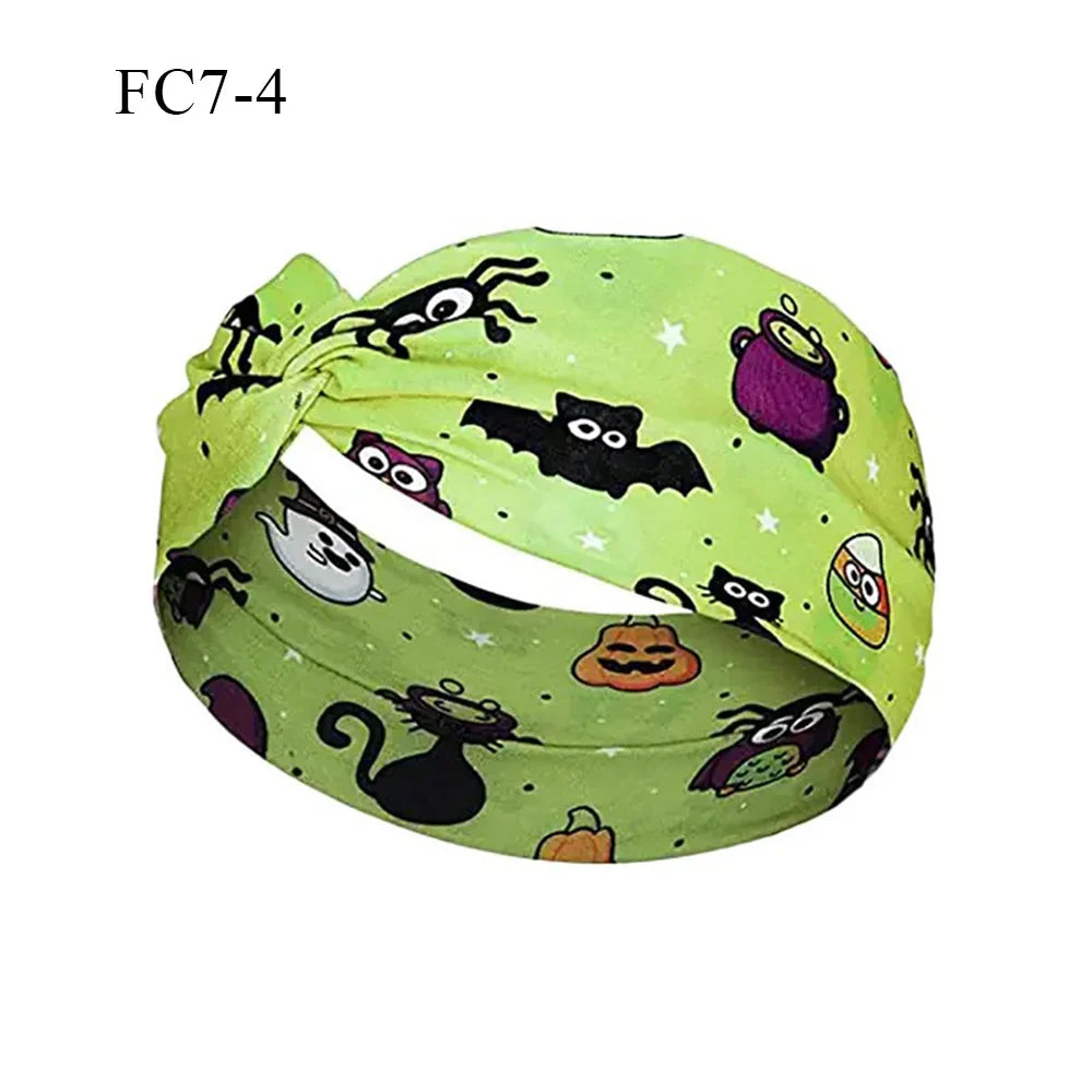 sengpan Halloween Skeleton Turbans Yoga Elastic Head Wrap Women Headband Wide Hairbands Headwear Bandanas Fashion Hair Band YZL05-5