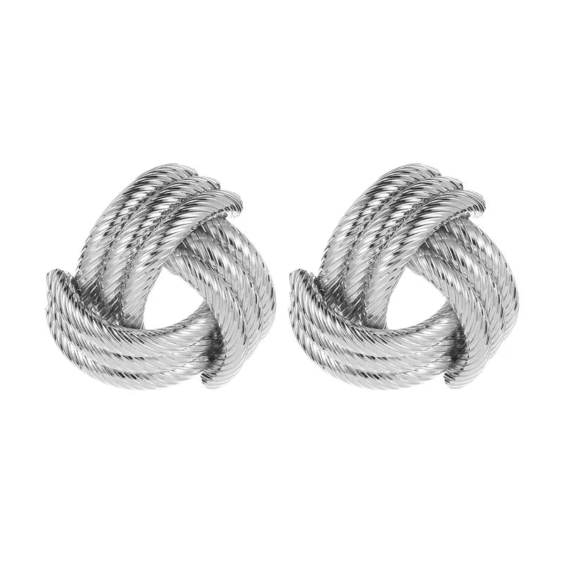 sengpan Simple Fashion Gold Color Spiral Twist Knot Earrings For Women Irregular Metal Stud Earrings Statement Jewelry Party Accessories