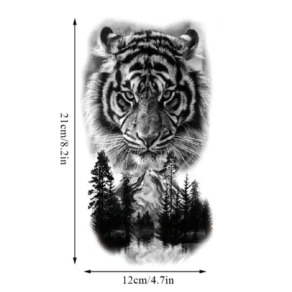 sengpan Large Arm Sleeve Tattoo Lion Tiger Black Waterproof Temporary Tatoo Sticker Wild Wolf Tiger Men Full Skull Totem Fake Tattoos