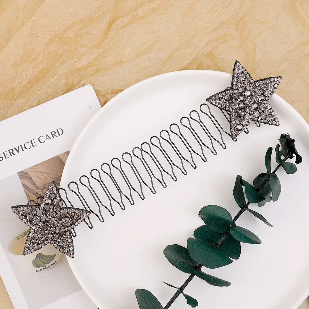 sengpan Y2K Diamond Star Hair Comb Women Back Brain Spoon Fragment Hair Sorter Kids Spring Small Hairpin Comb Hairstyle Fixator Headwear