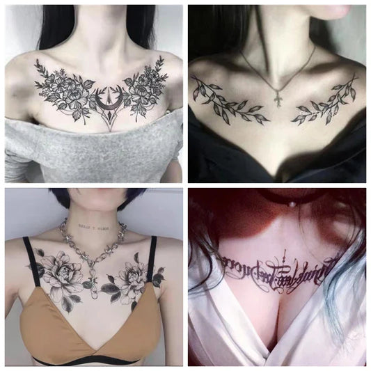 sengpan Dark Flower Sexy Tattoo Temporary Waterproof Female Stickers Chest ArmThigh Fashion Tatuajes Temporales Para Mujer Fake Tattoos