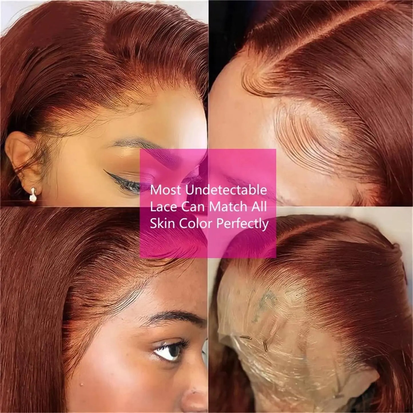 sengpan Short Bob Human Hair Wigs Straight Reddish Brown 13x4 Full Lace Frontal Wigs 613 Human Hair Wig 180% Density Grade 12A