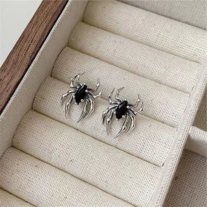 sengpan  Dark Black Retro Spider Earrings for Women's Fashion High-End and Personalized Insets Trendy and Cool Jewelry Accessories