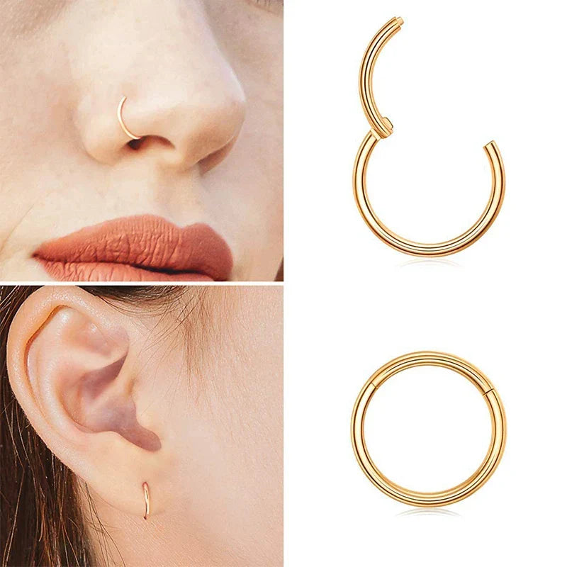 sengpan 1PC Stainless Steel Nose Hoop Septum Piercing Clicker Hinged Segment Rings Lip Helix Daith Conch Cartilage Earrings Sexy Jewelry