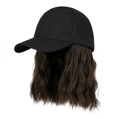 sengpan Wig Caps Women One-piece Fashion Wig Hat Short Curly Hair Wig Hats Kpop Trends Baseball Caps Casual Daily Bonnets Cotton Bonnet