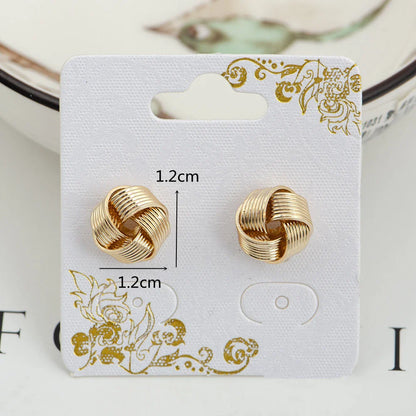 sengpan Glossy Twisted Flower Metal Stud Earrings Female Gold Color Personality Creative Fashion Windmill Button Small Ear Jewelry