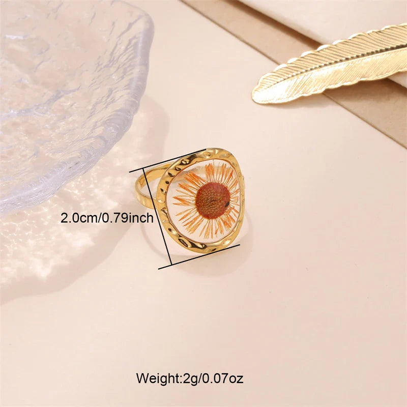 sengpan Ins Retro Women's Fashion Jewelry Eternal Flower Series Stainless Steel Ring Love Accessories Open Ring