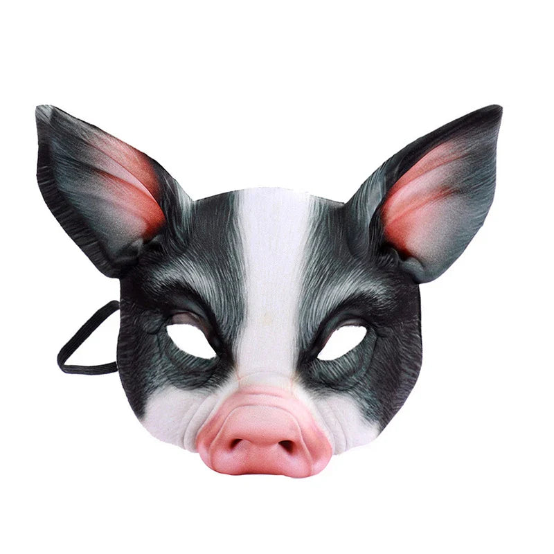 sengpan 3D Tiger Pig Bunny Rabbit Leopard Half Face Mask Creative Funny Animal Halloween Masquerade Party Cosplay Costume Decor