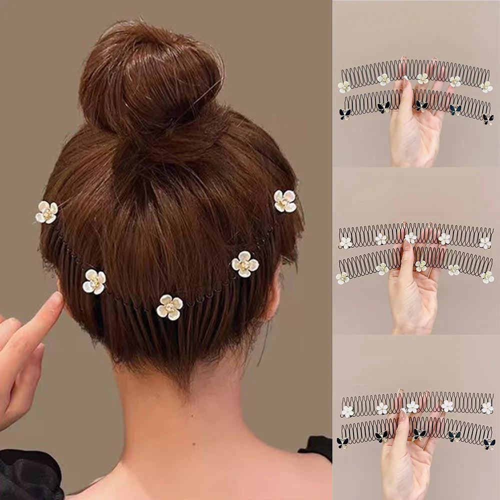 sengpan Camellia Hair Comb Invisible Bangs Hair Clip Tidy Artifact Hair pin Girls Hairpin Women Tools Fixed Inser Comb Hair Accessories