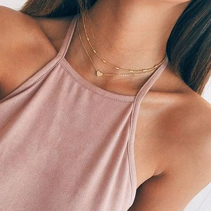 sengpan New Golden Silver Color Small Heart Necklaces Bijoux For Women Collars Fashion Jewelry Collarbone Pendant Necklace NA219