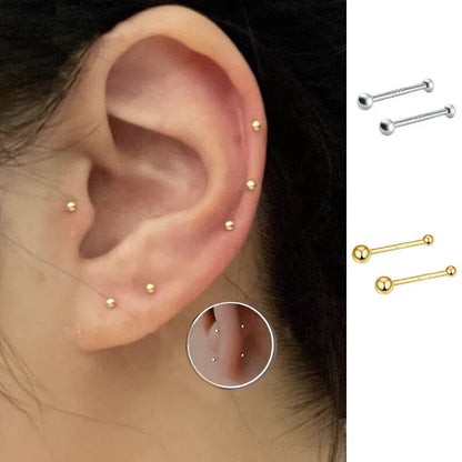 sengpan 2 Pcs Minimalist Small Bead Stud Earrings for Women Girls Ear Bone Screw Earrings Hypoallergenic Jewelry