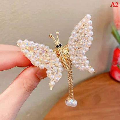 sengpan Shaking Move Wing Top Clip Bangs Clip Shiny Rhinestone Moving Butterfly Children Hairpin Alloy Hair Accessories