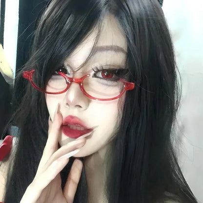 sengpan Anime Character Kamishiro Rize Cosplay Red Glasses Akemi Homura Role Play Half Frame Eyeglass Without Lens Accessories Eyewear