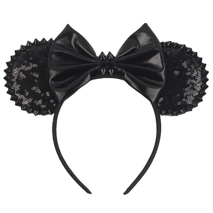 Lianfudai 2024 Nieuwe Disney Mouse Ears Headband  Hoofdband Bat Pompoen Lovertjes Strik Halloween Festival Feest Cosplay Haaraccessoires