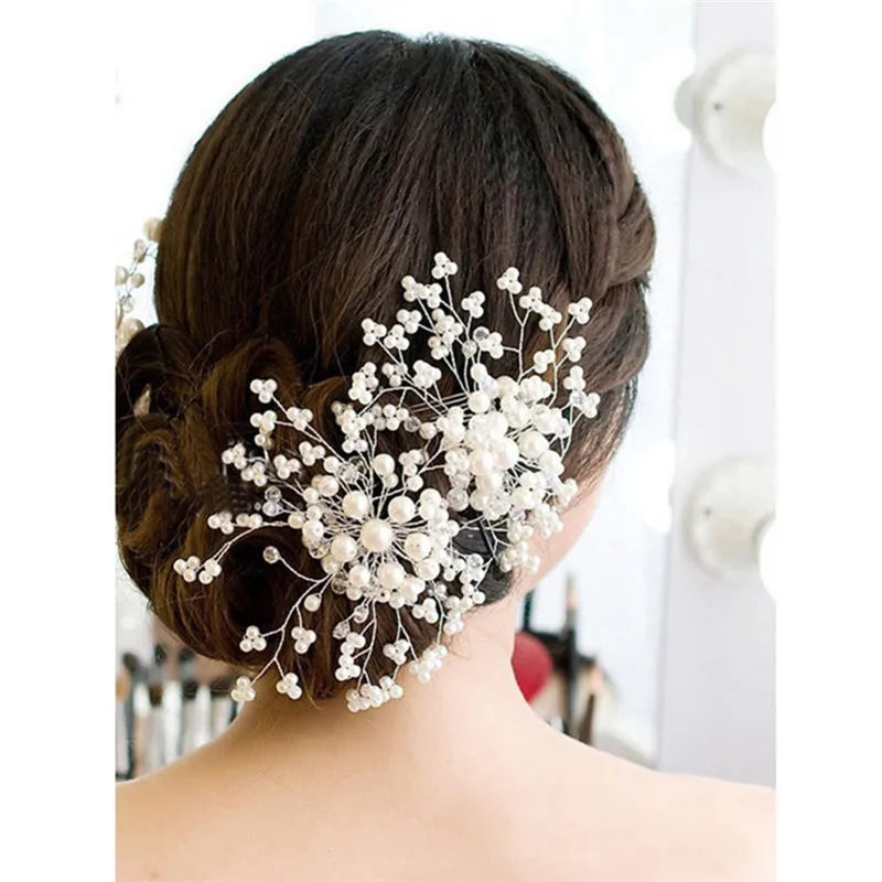 sengpan Women Elegant Hair Comb Clip Beautiful Floral Wedding Pearl Crystal Bridesmaid Bridal Hair Comb Hairpin Jewelry Hair Accessories