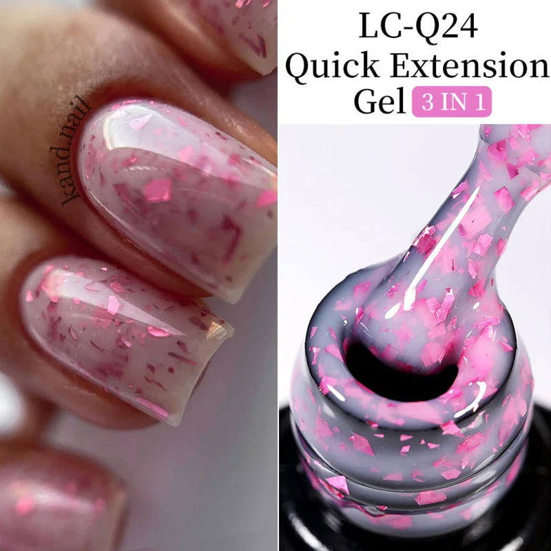 sengpan 7ML Quick Extension Gel Nail Polish Gold Foils Glitter Polish Vernis Semi Permanent UV Gel Nail Art Soak Off Hard Gel