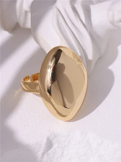 Lianfudai  NEW Exaggeration Punk Water Droplets Distortion Irregular Wide Version Gold Color Ring For Women Party Jewelry