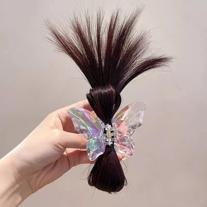 sengpan Women Half-tie Hair Claw Feather Shuttlecock Head Lazy Meatball Head Crab Clip Wig Catch Clip High Ponytail Hair Accessories