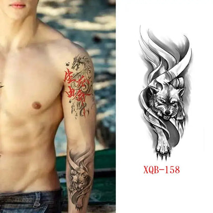 sengpan Black Forest Animal Temporary Tattoos for Men Wolf Tattoo Stickers Tiger Skull Skeleton Fake Tattoo for Women Arm Sleave